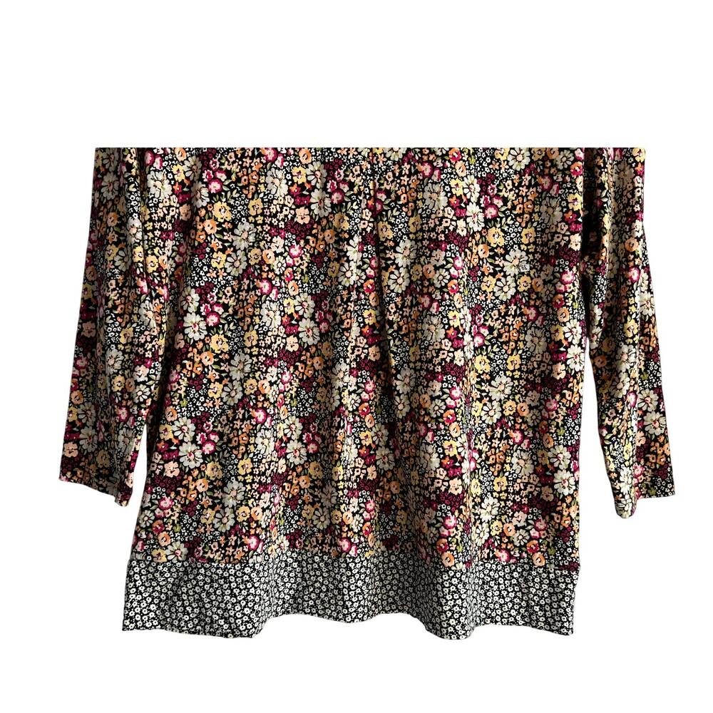 J. JILL AMELIA FLORAL PLEAT BACK EASY TEE THREE QUARTER SLEEVE TOP MULTI XSMALL - Picture 8 of 11